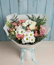 Букет цветов из:  Розы, Лизиантусы и Хризантемы в Песках Воронежской области