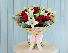 Букет цветов из:  Лилии и Розы #REPLACE_PRED# Песках Воронежской области