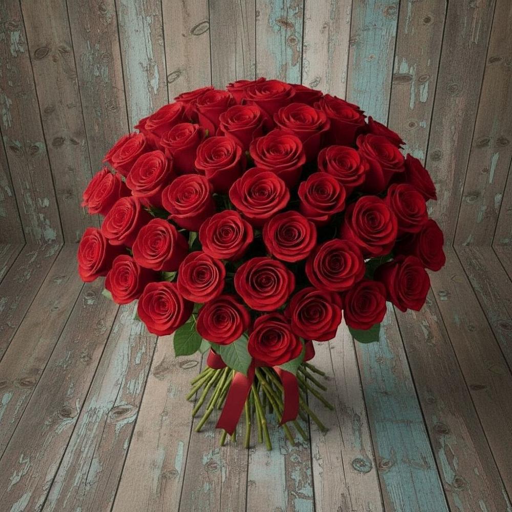 Букет 55 Красных роз Фридом в Песках Воронежской области