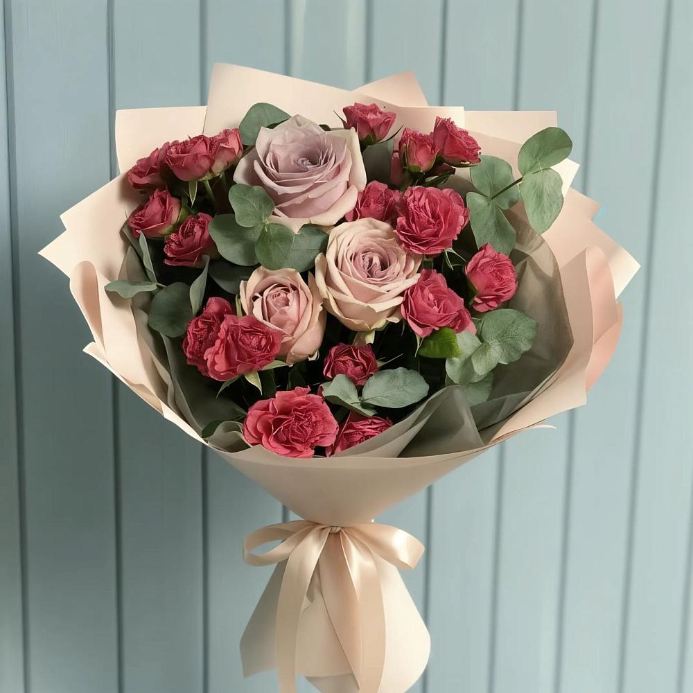 Букет цветов из: Гвоздики и Розы в Песках Воронежской области