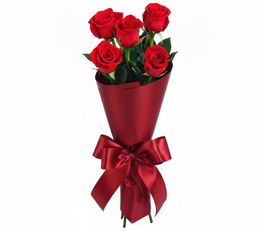 Букет 5 Красных роз Эдлесс Лав в Песках Воронежской области