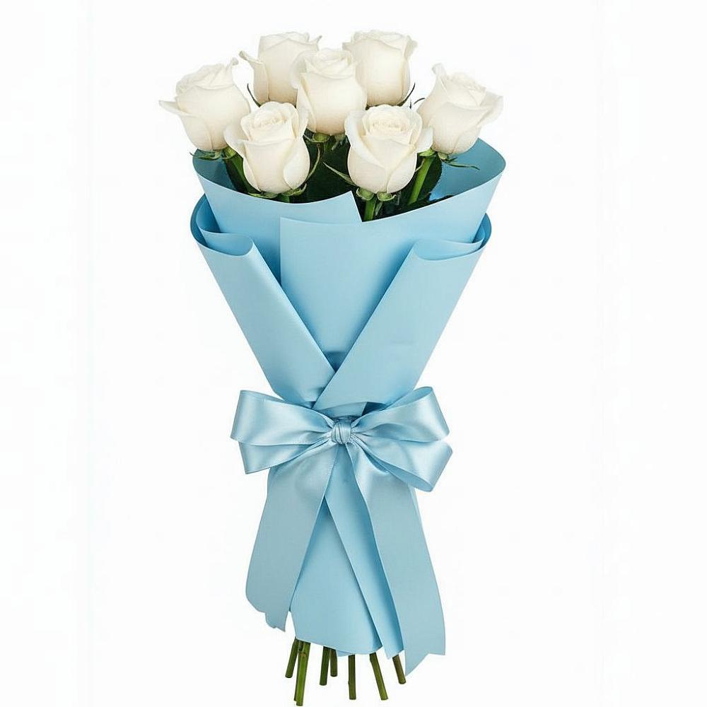 Букет 7 белых роз Проуд в Песках Воронежской области