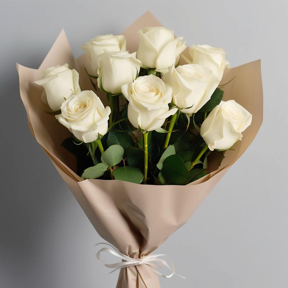 Букет 9 Белых роз Эдлесс Лав в Песках Воронежской области