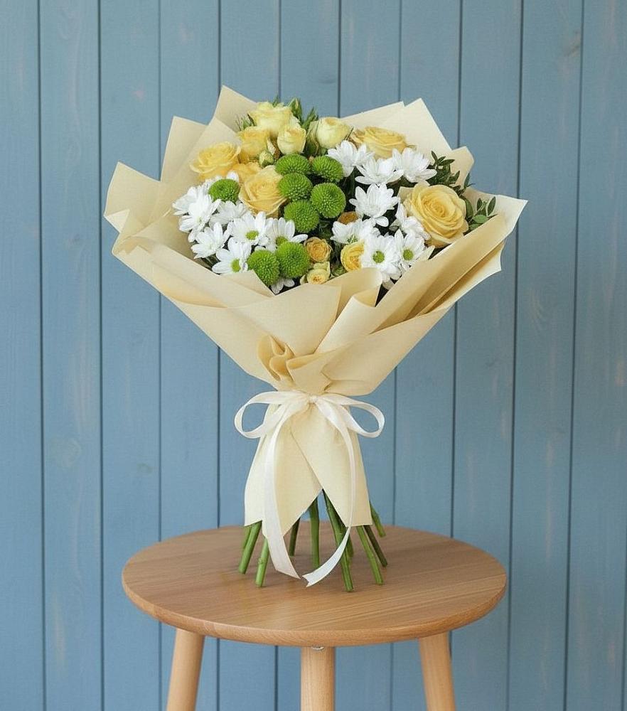 Букет цветов из: Хризантемы и Розы в Песках Воронежской области