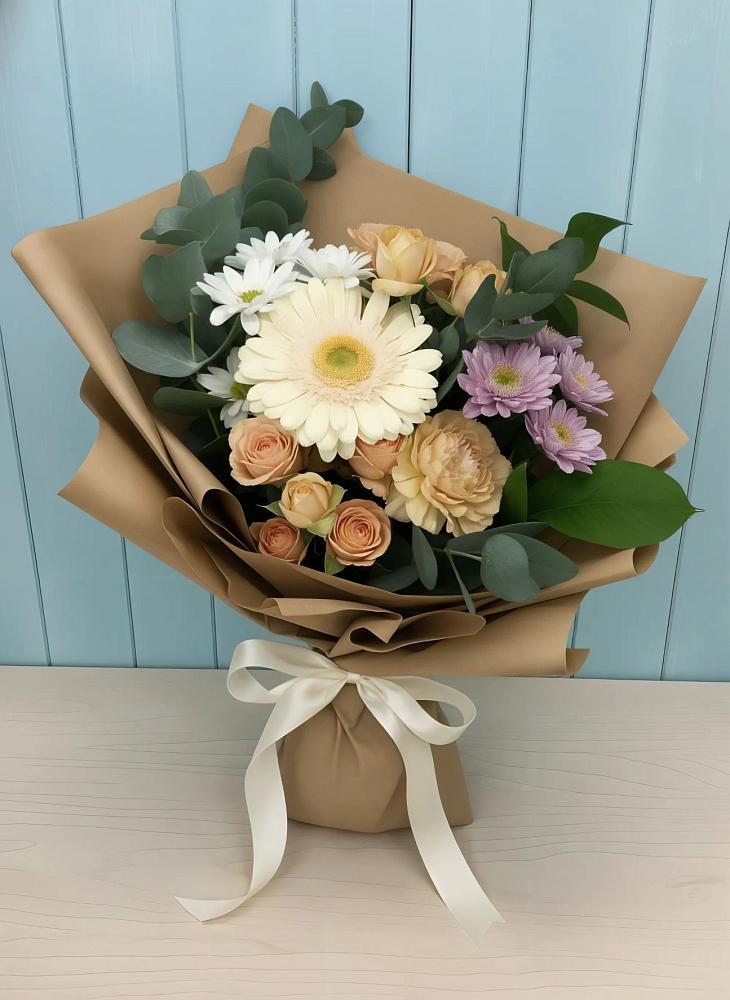 Букет цветов из: Герберы и Хризантемы в Песках Воронежской области