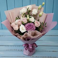 Букет цветов из:  Розы и Лизиантусы в Песках Воронежской области