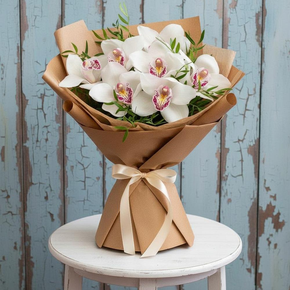Букет цветов из: Орхидеи и Розы в Песках Воронежской области