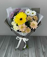 Букет цветов из:  Розы, Герберы и Хризантемы в Песках Воронежской области