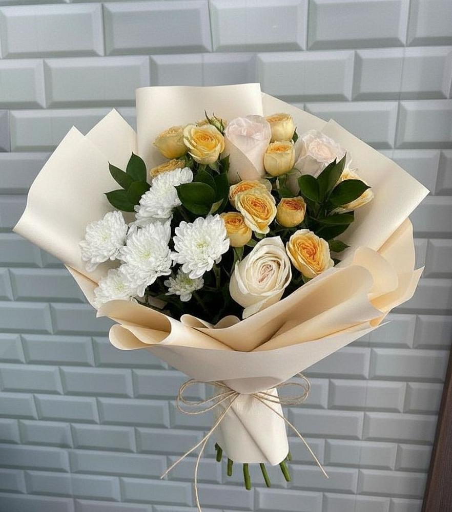 Букет цветов из: Розы и Хризантемы в Песках Воронежской области