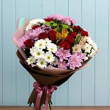 Букет цветов из:  Розы, Хризантемы и Альстромерии в Песках Воронежской области