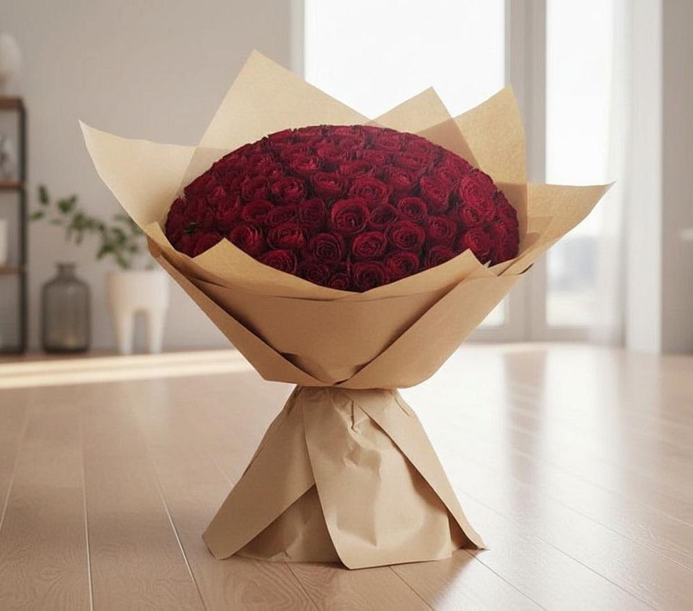 Букет 101 Красная роза в Песках Воронежской области