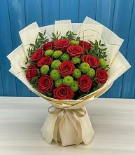 Букет цветов из:  Розы и Хризантемы в Песках Воронежской области