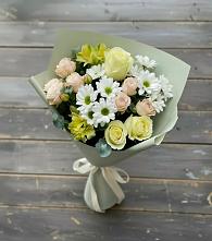 Букет цветов из:  Альстромерии, Розы и Хризантемы в Песках Воронежской области