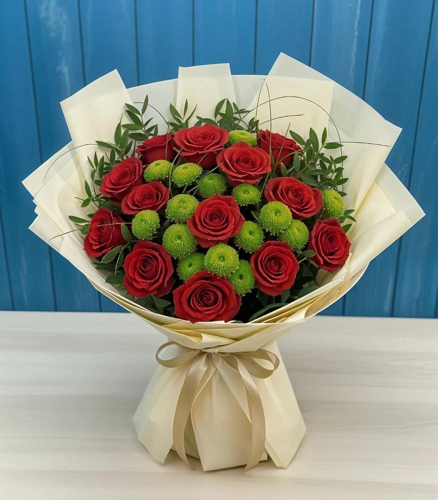 Букет цветов из: Розы и Хризантемы в Песках Воронежской области