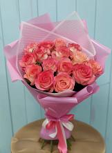Букет 15 Розовых роз Равель в Песках Воронежской области